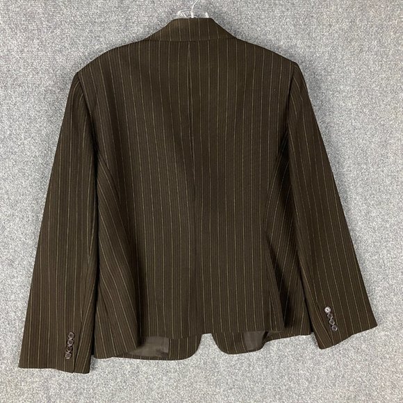 Tahari Blazer Suit Women's Size 16 Brown Striped Polyester Blend Adults - Picture 8 of 9